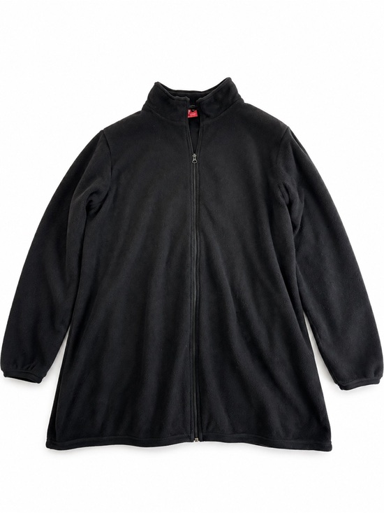 Woman Within Tops - Black Full-Zip Fleece Jacket with pockets, Plus Size 4X